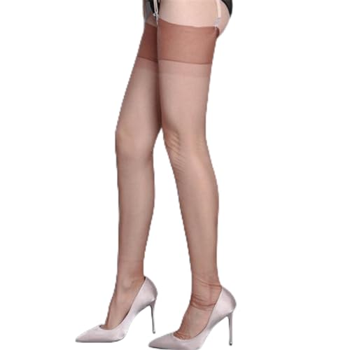 Sexy Strümpfe, sexy Dessous, Damen, transparente Strümpfe, keine Elastizität, durchsichtiges Nylon über dem Knie, lange Socken für Strumpfgürtel, dünn (Kaffee A) von Generic