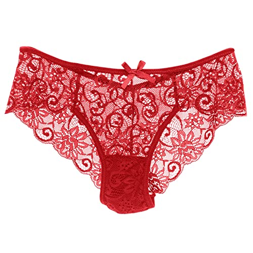 Sexy Tangas für Frauen, ausgehöhlte Spitze, gehäkelte Unterhose, niedrige Taille, Slip, keine Show, durchsichtig, Hipster, freche Unterwäsche, Tanga, Shapewear für Frauen, Bauchkontrolle, Zz4-rot, 46 von Generic