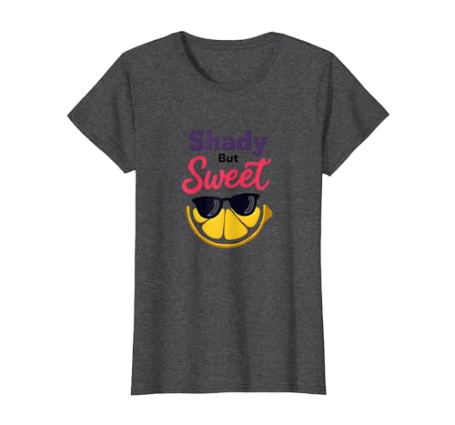 Shady Bunch: Shady But Sweet Lemon Sonnenbrille Summer Humor T-Shirt, Damen, Anthrazit Meliert, XS Shady Bunch: Shady But Sweet Lemon Sonnenbrille Summer Humor T-Shirt, Damen, Anthrazit Meliert, XS von Generic
