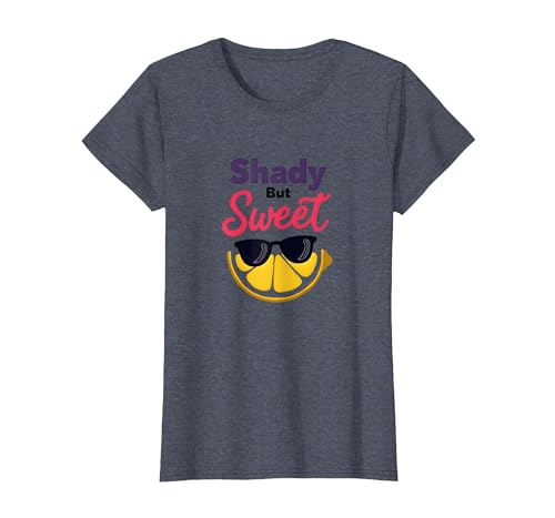 Shady Bunch: Shady But Sweet Lemon Sonnenbrille Summer Humor T-Shirt, Damen, Blau Meliert, XS Shady Bunch: Shady But Sweet Lemon Sonnenbrille Summer Humor T-Shirt, Damen, Blau Meliert, XS von Generic