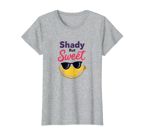 Shady Bunch: Shady But Sweet Lemon Sonnenbrille Summer Humor T-Shirt, Damen, Grau Meliert, XS von Generic