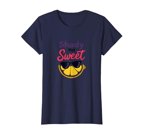 Shady Bunch: Shady But Sweet Lemon Sonnenbrille Summer Humor T-Shirt, Damen, Marineblau, XS Shady Bunch: Shady But Sweet Lemon Sonnenbrille Summer Humor T-Shirt, Damen, Marineblau, XS von Generic