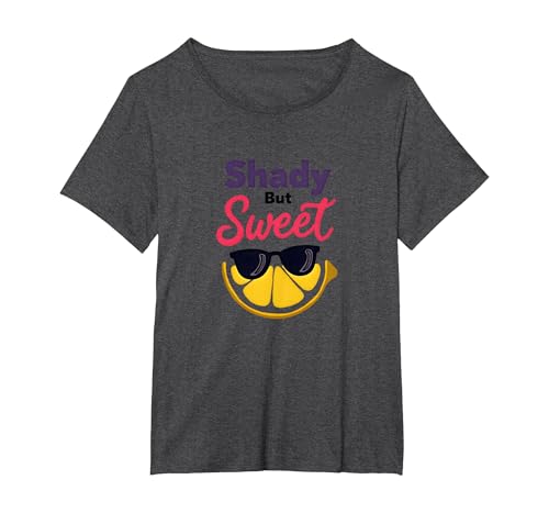 Shady Bunch: Shady But Sweet Lemon Sonnenbrille Summer Humor T-Shirt, Damen Große Größen, Anthrazit Meliert, 6X von Generic