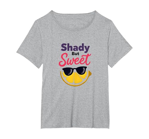 Shady Bunch: Shady But Sweet Lemon Sonnenbrille Summer Humor T-Shirt, Damen Große Größen, Grau Meliert, 2X von Generic