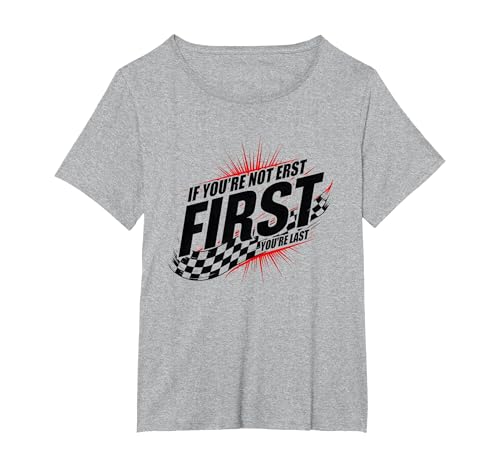 Shake and Bake First Last Racing Fan Motivierendes Zitat T-Shirt, Damen Große Größen, Grau Meliert, 2X Shake and Bake First Last Racing Fan Motivierendes Zitat T-Shirt, Damen Große Größen, Grau Meliert, 2X von Generic
