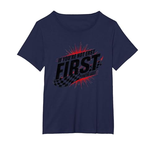 Shake and Bake First Last Racing Fan Motivierendes Zitat T-Shirt, Damen Große Größen, Marineblau, 3X von Generic