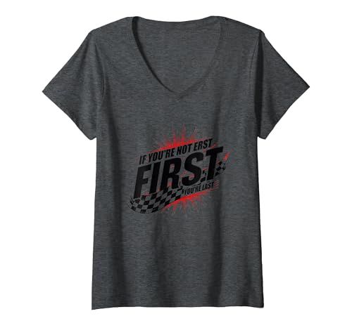 Shake and Bake First Last Racing Fan Motivierendes Zitat T-Shirt mit V-Ausschnitt, Damen, Anthrazit Meliert, L Shake and Bake First Last Racing Fan Motivierendes Zitat T-Shirt mit V-Ausschnitt, Damen, Anthrazit Meliert, L von Generic