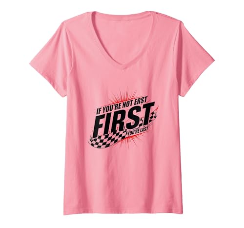 Shake and Bake First Last Racing Fan Motivierendes Zitat T-Shirt mit V-Ausschnitt, Damen, Rosa, M Shake and Bake First Last Racing Fan Motivierendes Zitat T-Shirt mit V-Ausschnitt, Damen, Rosa, M von Generic