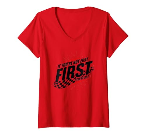 Shake and Bake First Last Racing Fan Motivierendes Zitat T-Shirt mit V-Ausschnitt, Damen, Rot, L Shake and Bake First Last Racing Fan Motivierendes Zitat T-Shirt mit V-Ausschnitt, Damen, Rot, L von Generic