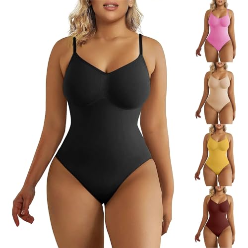 Shapewear Damen, Clothes Skims Dress Dupe Miederbody Stark Formend Bauchweg Skims Bodysuit Curvy Mode Shapewear Damen Shape Body Tanga Mit Verstellbarer Schultergurt Shapewear (A01,L) von Generic