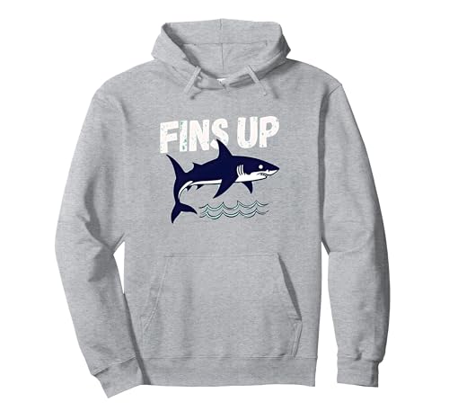 Shark Fins Up Ocean Adventure-Grafik für Damen Pullover Hoodie, Unisex für Erwachsene, Grau Meliert, XL von Generic