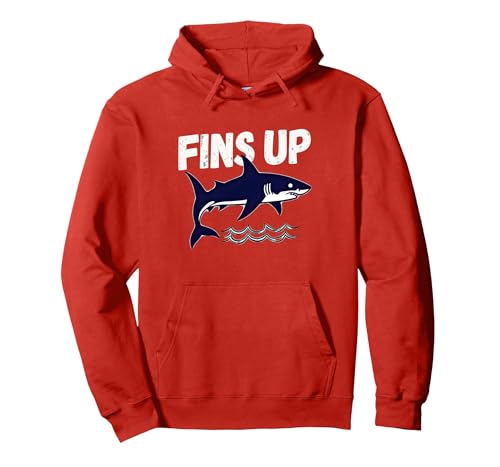 Shark Fins Up Ocean Adventure-Grafik für Damen Pullover Hoodie, Unisex für Erwachsene, Rot, XXL von Generic