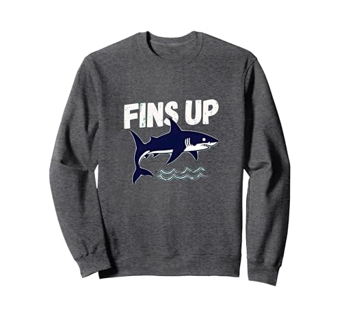 Shark Fins Up Ocean Adventure-Grafik für Damen Sweatshirt, Unisex für Erwachsene, Anthrazit Meliert, M von Generic