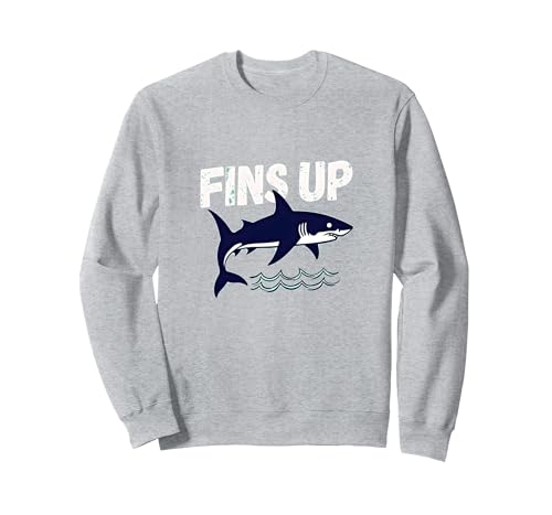 Shark Fins Up Ocean Adventure-Grafik für Damen Sweatshirt, Unisex für Erwachsene, Grau Meliert, XXL von Generic