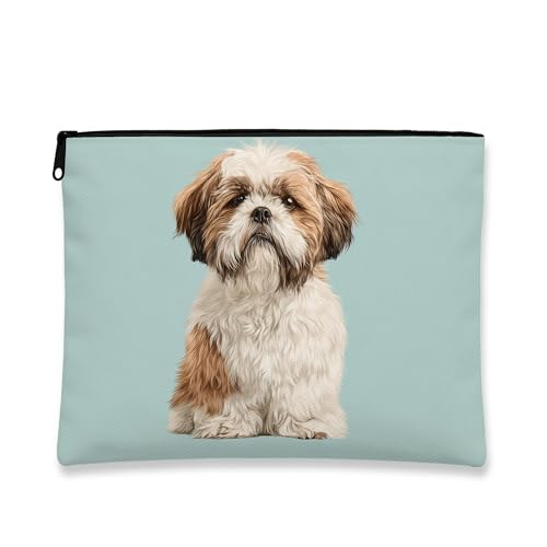 Shih Tzu Make-up-Tasche, niedliche Hunde-Illustration, Kosmetiktasche für Damen, tragbare kleine Canvas-Reißverschlusstasche, stilvolles Geschenk für Tierliebhaber, den täglichen Gebrauch, Aqua, 7x9 Shih Tzu Make-up-Tasche, niedliche Hunde-Illustration, Kosmetiktasche für Damen, tragbare kleine Canvas-Reißverschlusstasche, stilvolles Geschenk für Tierliebhaber, den täglichen Gebrauch, Aqua, 7x9 von Generic