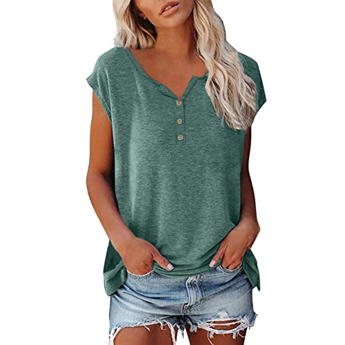 Shirt Damen T-Shirt-Bluse Damen Elegant ärmellose T-Shirt Tops Oberteile Frauen Schwarz Grau Kleidung Basic Sommer Shirts Top V-Ausschnitte Tshirt Klamotten Teenager Mädchen - Blusen & Tuniken von Generic