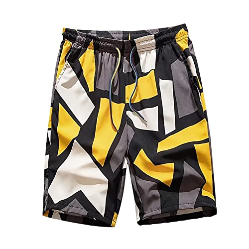 Shorts Damen EIS Seide Hosen Sommer männer Dünne Lose Basketball Fünf Punkt Hosen Sport Shorts Schnell Trocknend Große Hosen Casual männer Kleidung 4 L (Yellow, M) von Generic