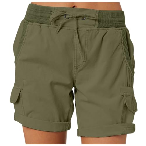 Shorts Damen Sommer Cargohose Kurze Bermuda Shorts High Waist Leichte Cargo Shorts Wanderhose Outdoor Sportshort Freizeithose mit Mehrfach-Taschen Damen Stretch Kurz Cargohose Bermuda Bequem Sommer von Generic