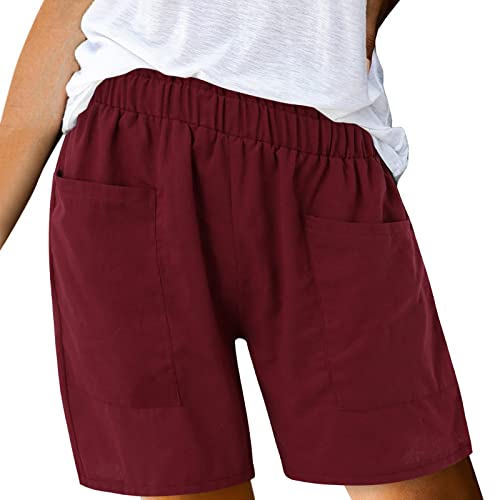 Shorts Damen Sommer Schmetterling Print Knielang mit Tunnelzug Kurze Hose Sommershorts High Waist Bermuda Shorts Kurze Sporthose Jogginghose Atmungsaktiv Bequem Sport Shorts(F Rot,4XL) von Generic