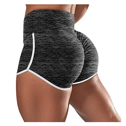 Shorts Damen Sport Booty Scrunch Sportshorts Scrunch Butt Leggings Push Up Geraffte Shorts Tights Laufhosen für Sport Yoga Fitness Radfahren Workout (Z1-Black, XL) von Generic