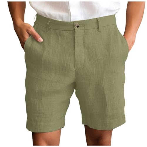 Shorts Herren, Sporthose Herren Kurz Kurze Hosen Herren Sommer Leinenhose Cargo Shorts Lockere Luftige Freizeithose Hohe Taille Sporthose Einfarbig Stoffhose Sommershorts mit Taschen von Generic