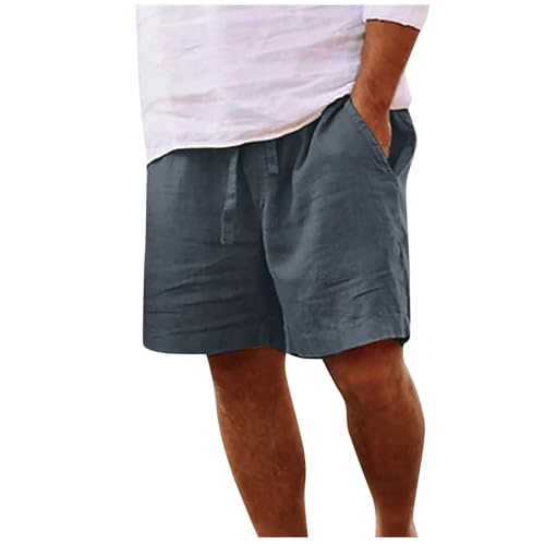 Shorts Herren Kurz Leinenhose Sommer Freizeithose Elastischem Bund Stoffhose Leichte Luftige Strandshorts Einfarbig Kurze Hosen Lounge Sommerhose für Männer Lockere Laufhose Sporthose von Generic