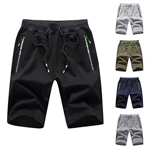 Shorts Herren Sommer Outfit Activewear Für Einfarbig Bermuda Mit Reißverschluss Casual Sporthose Stoffhose von Generic
