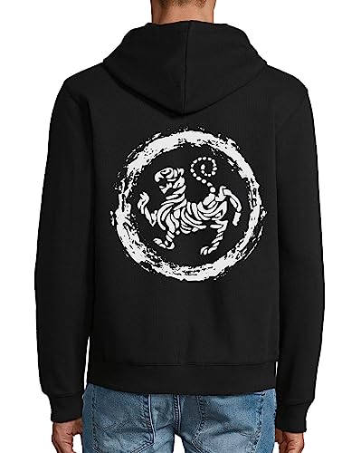 Shotokan Karate Kampfsport Tiger Grafik Kapuze Baumwollmischung Reißverschluss Jacke Sweatshirt Hoodie Schwarz, Schwarz , M von Generic