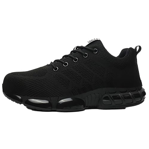 Sicherheitsschuhe Für Herren Und Damen - Stahlkappe Durchtrittsicher - Leichteste Atmungsaktive Arbeitsschuhe Low Top Sneaker Mit TPU-Sohle,Schwarz,36 EU von LVTFIYQX
