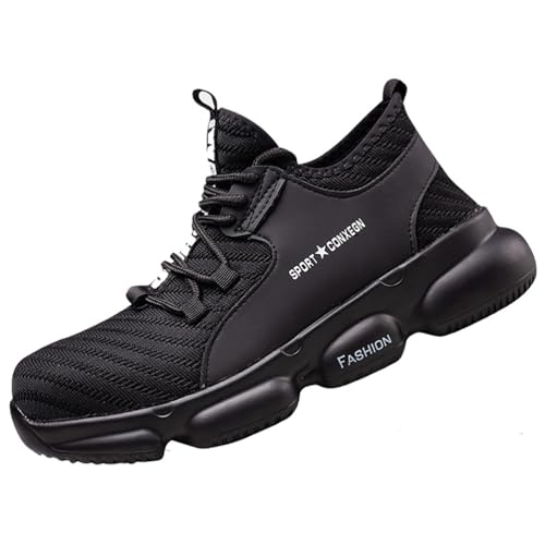 Sicherheitsschuhe S3 Für Herren - Stahlkappe Durchtrittsicher - Leichte Atmungsaktive Arbeits-Sneaker in Weite Mit Rutschhemmung - Für Baustelle, Garten Alltag,Schwarz,41 EU von LVTFIYQX