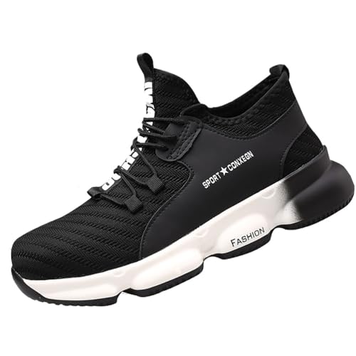 Sicherheitsschuhe S3 Für Herren - Stahlkappe Durchtrittsicher - Leichte Atmungsaktive Arbeits-Sneaker in Weite Mit Rutschhemmung - Für Baustelle, Garten Alltag,Weiß,39 EU von LVTFIYQX