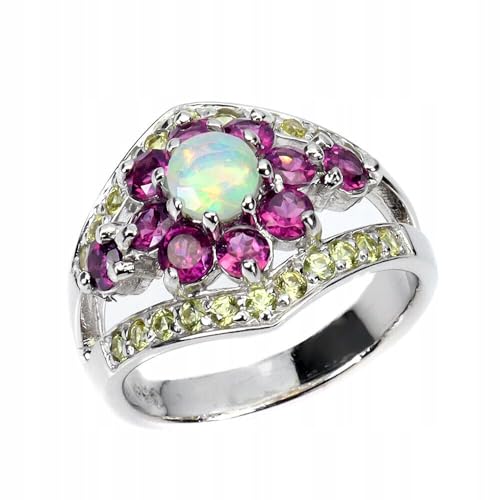Silber 925 Ring Natur Opal Feuersaphire Granate r 15, Single Silber 925 Ring Natur Opal Feuersaphire Granate r 15, Single von Generic