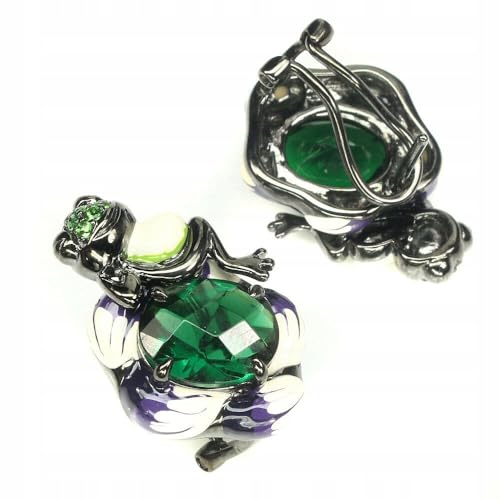 Silber Emaille Ohrringe grün Zirkonia Frosch1 von Generic