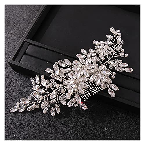 Silber Farbe Kristall Blume Haar Kamm Hochzeit Haar Zubehör Kopf Ornamente Braut Tiara Haar Kamm Schmuck Kopfschmuck Stirnband von Generic