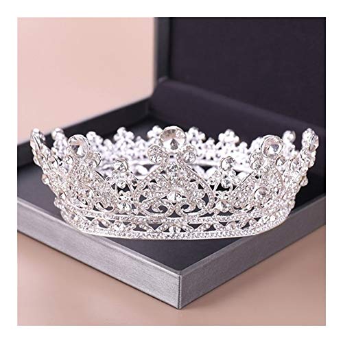 Silber Gold Große Runde Kronen Barock Tiara Krone Kristall Herz Hochzeit Haar Zubehör Königin Prinzessin Diadem Braut Ornamente Kopfschmuck von Generic