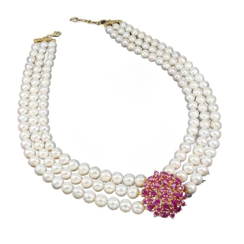 Silber Halskette Naturperlen Rubin elegant von Generic