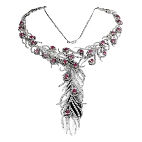 Silber Halskette Rubin Markasiten Zertifikat 3 von Generic