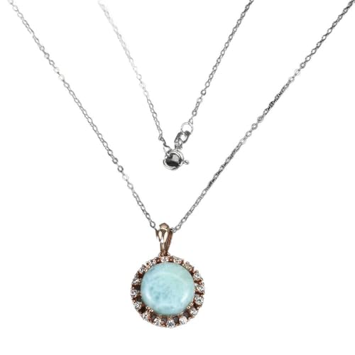 Silber Halskette Zirkonia Larimar natur 12 von Generic