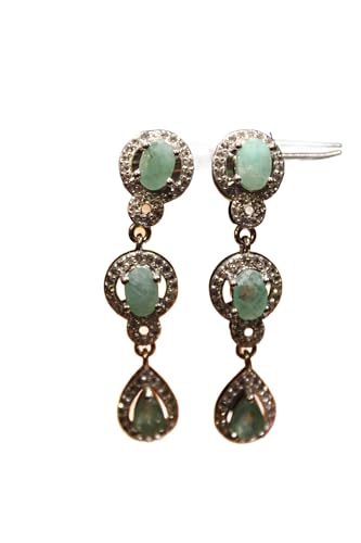 Silber Ohrhänger Natur Smaragde weiß Topas elegant 2 von Generic