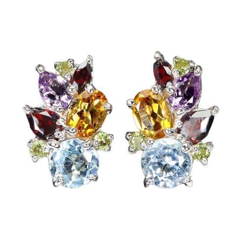 Silber Ohrringe Natürliche Amethyst Topase Sky Zitrone Olivine Granate 2 von Generic