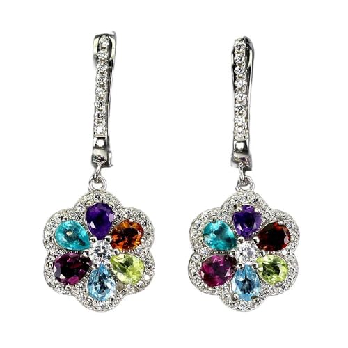 Silber Ohrringe Natural Amethyst Topase Zitrone Granat Blume elegant 3 Silber Ohrringe Natural Amethyst Topase Zitrone Granat Blume elegant 3 von Generic