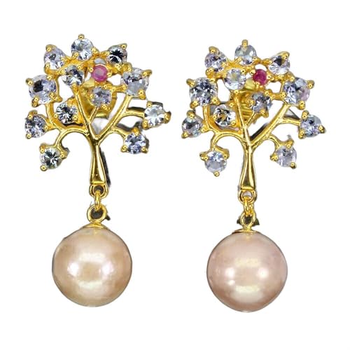 Silber Ohrringe Naturperlen Rubin 925 2 von Generic