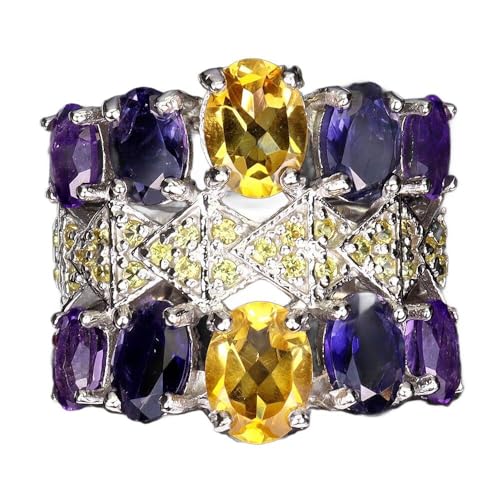 Silber Ring Natur Citrin Amethyst Granate Saphire r 19, Single Silber Ring Natur Citrin Amethyst Granate Saphire r 19, Single von Generic