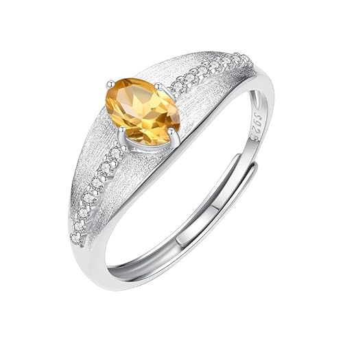 Silber Ringe 925 Frauen Echter Topas Citrin Rubin Edelstein Ringe Gebürstet Matt Chunky Band Verstellbar Verlobung Jahrestag Ehering Für Sie Citrin von Generic