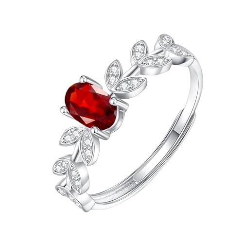 Silber Ringe 925 Frauen Echter Topas Peridot Rubin Solitär Ovaler Verlobungsring Für Frauen Und Mädchen Verstellbar Statement Zirkonia Jubiläumsband Geschenk Rubin von Generic