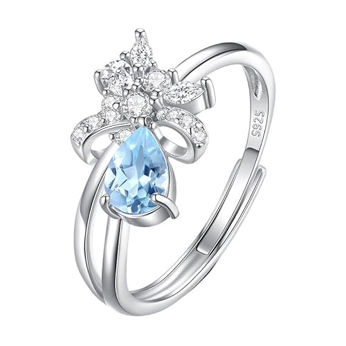 Silber Ringe 925 Frauen Verlobungsringe Für Sie Silber Birnenschliff Natürlicher Edelstein Versprechen Jahrestag Ewigkeitsband Tropfen Eheringe Für Frauen Geschenk Mit Box Topas von Generic