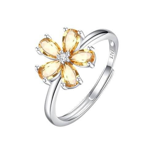 Silber Ringe 925 Frauen Zierliche Blumen Edelsteinringe Für Frauen Und Mädchen Statement Fingerring Aus Echtem Kristall Verstellbar Verlobungs Und Ehering Mit Box Citrin Silber Ringe 925 Frauen Zierliche Blumen Edelsteinringe Für Frauen Und Mädchen Statement Fingerring Aus Echtem Kristall Verstellbar Verlobungs Und Ehering Mit Box Citrin von Generic