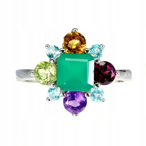 Silber fein r 12 Aventurin Ring Amethyst Granat Topase 925, Single von Generic