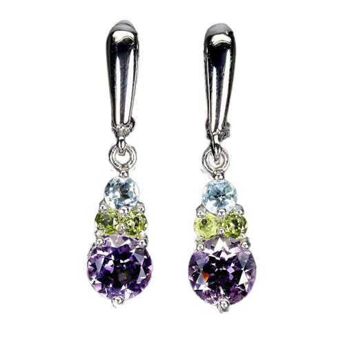 Silber feine Ohrringe Naturamethyst Topase Sky Olivine 1 von Generic
