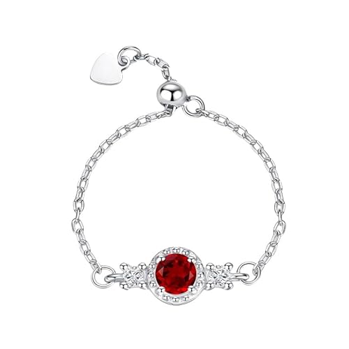 Silber ringe 925 frauen Gliederkettenring für Frauen und Mädchen, natürlicher Edelstein, Solitär-Kristall, Fingerband, Versprechen, Verlobungsringe, Statement-Ring, baumelnde Münze, verstellbar, von Generic